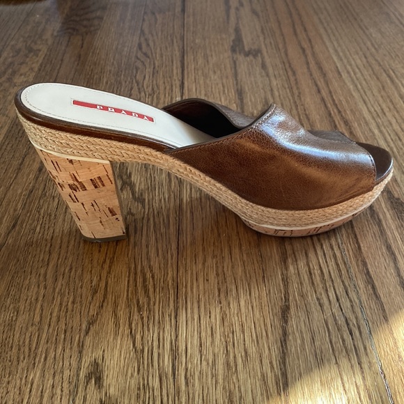 Brown Leather Prada Open-Toe Clogs - Size 40.5 (US 10.5) - Picture 4 of 5
